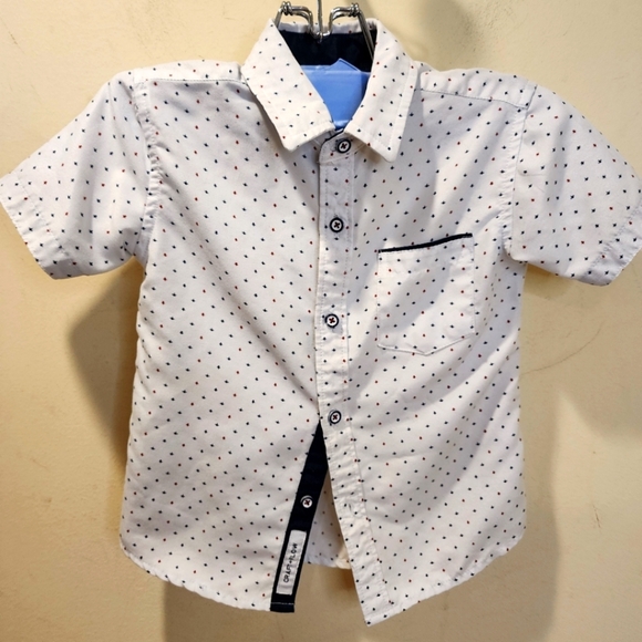 CRAFT & FLOW Kids Patterned Short Sleeve Button-Up Shirt Size Toodler 3T - Picture 1 of 8